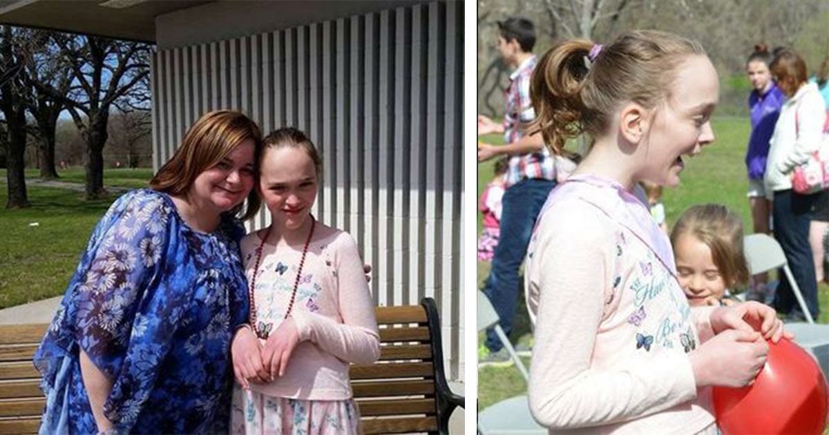Mor dotter kalas, funktionshindrad flicka