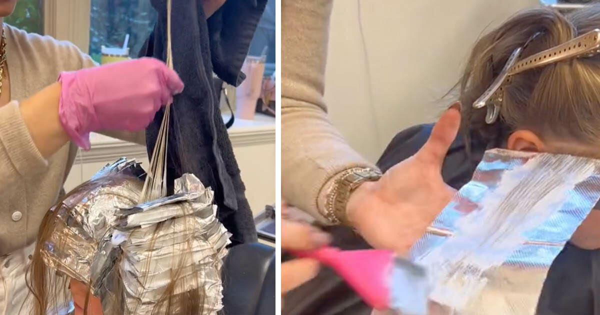 femåring får håret blekt